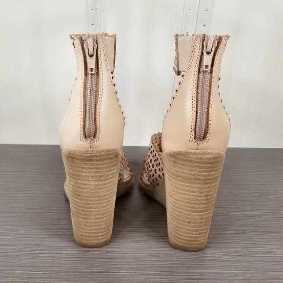 Jeffrey Campbell Besante Strappy Wedge Sandal, Tan Leather, Womens Size 6.5 M - Picture 5 of 11